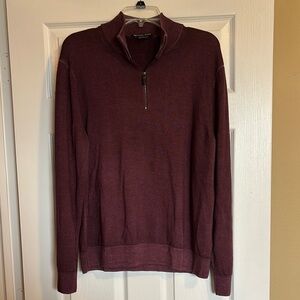 Michael Kors men’s maroon merino wool quarter zip sweater size XL